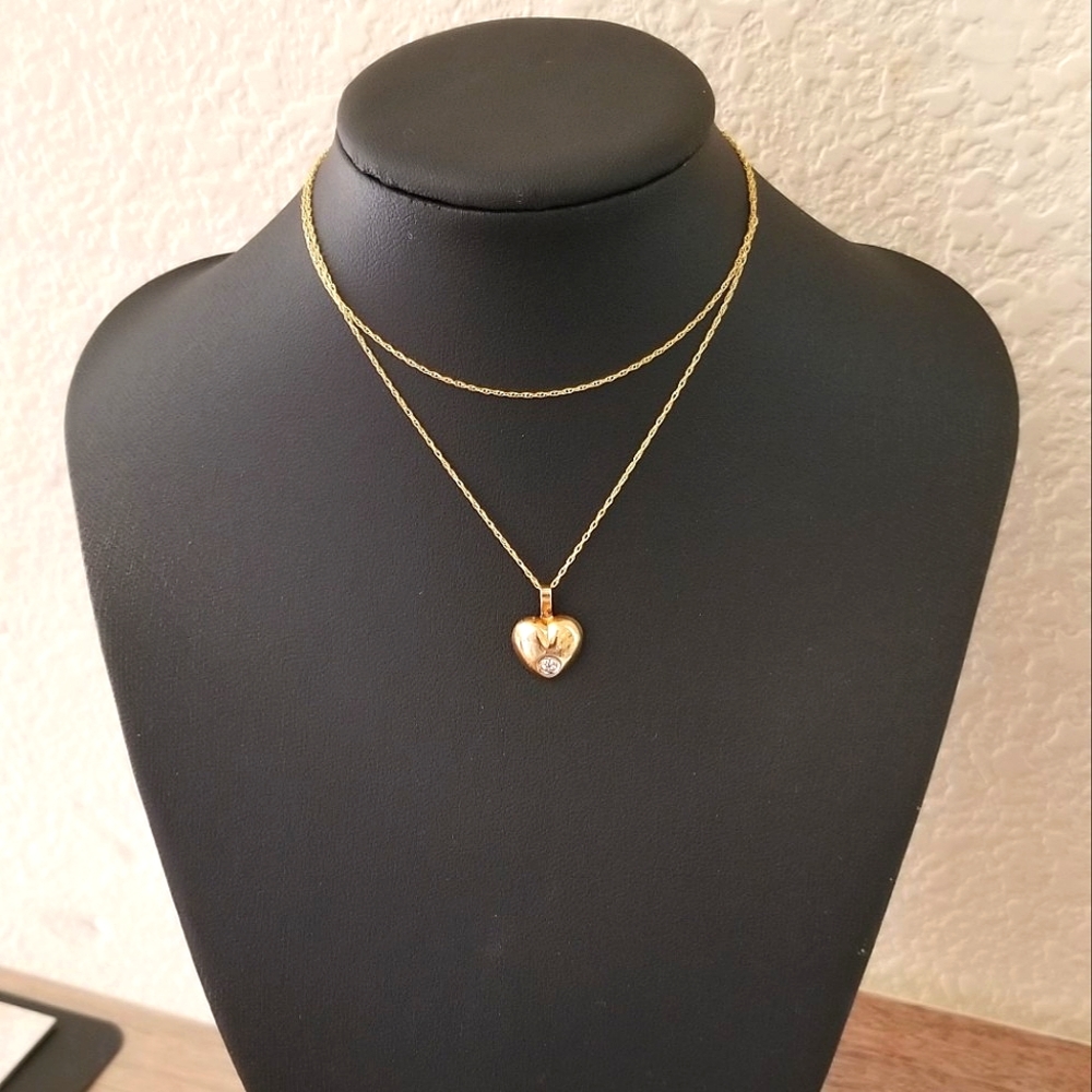 10K Gold Puffy Heart Pendant Necklace